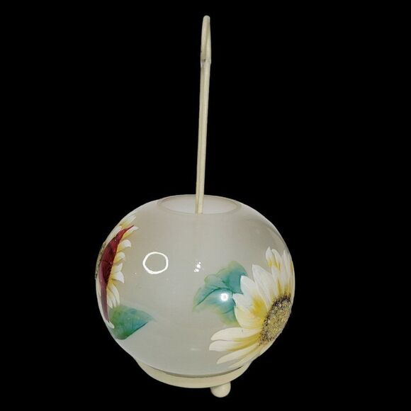 Vintage Round Glass Handpainted Candle Holder Lantern - Picture 2 of 12